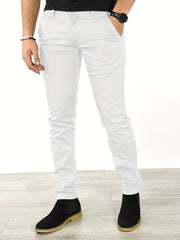 Men s Slim Fit Tapered Slacks Casual Solid Pants For All Seasons