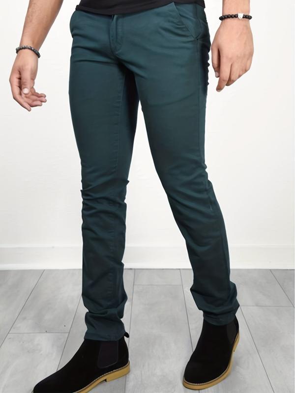 Men s Slim Fit Tapered Slacks Casual Solid Pants For All Seasons