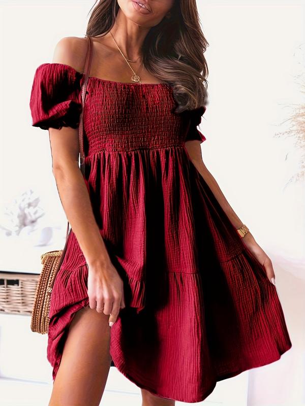 Off Shoulder Smocked Dress for Summer & Spring