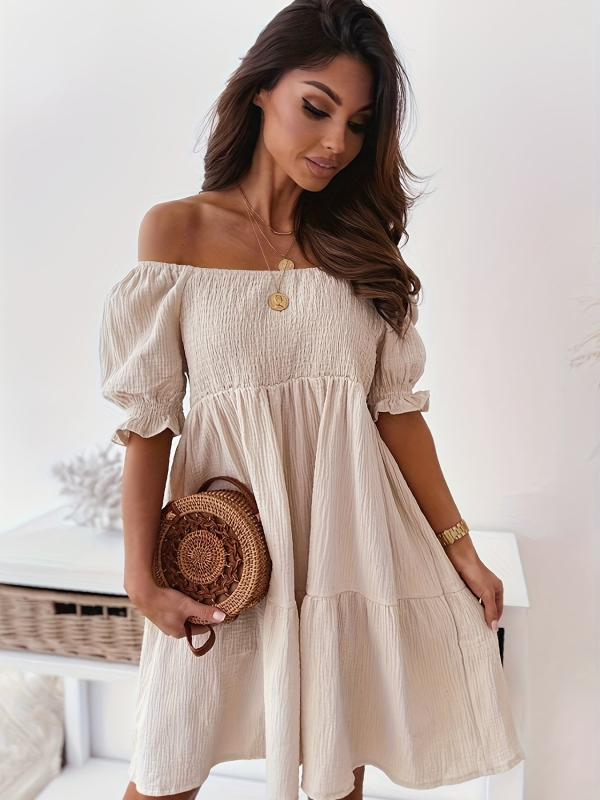 Off Shoulder Smocked Dress for Summer & Spring