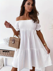 Off Shoulder Smocked Dress for Summer & Spring