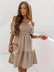 Off Shoulder Smocked Dress for Summer & Spring