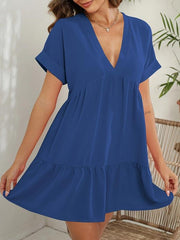 Solid Short Sleeve Dress Casual Style Women's Clothing