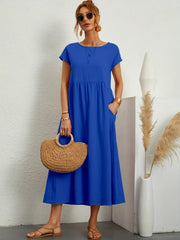Solid Casual Short Sleeve Summer Dress