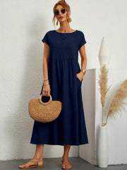 Solid Casual Short Sleeve Summer Dress