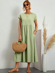 Solid Casual Short Sleeve Summer Dress