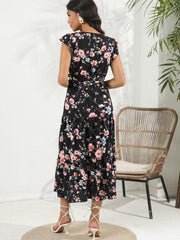 Floral Print V Neck Dress for Women