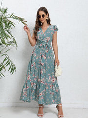 Floral Print V Neck Dress for Women