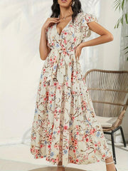Floral Print V Neck Dress for Women