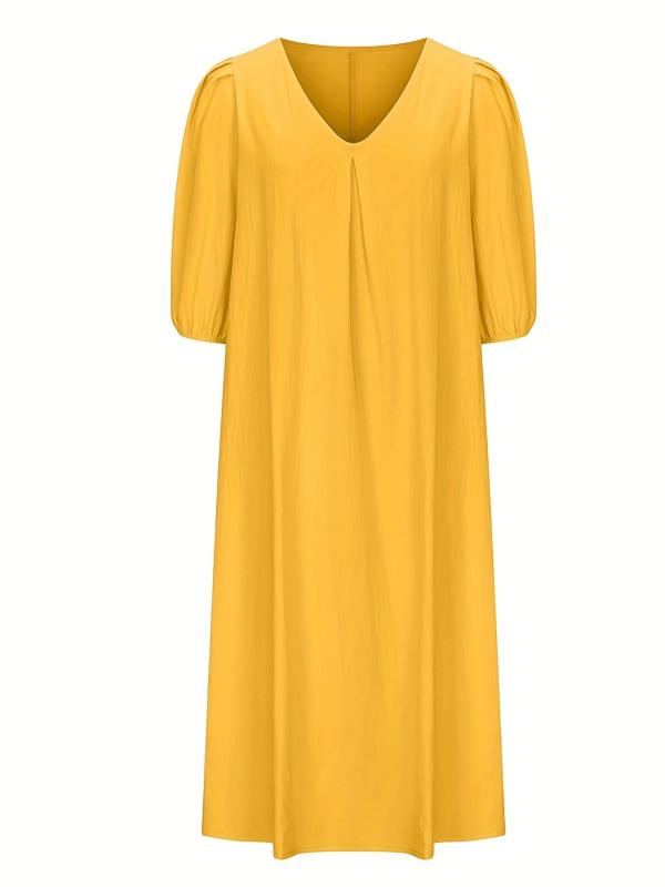 Casual Short Sleeve Dress V Neck for Women Summer Spring