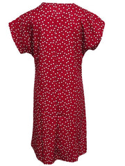 Polka Dot & Heart Print Dress Cute V Neck Short Sleeve Dress