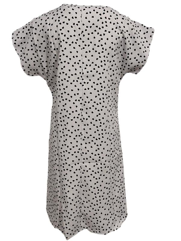 Polka Dot & Heart Print Dress Cute V Neck Short Sleeve Dress