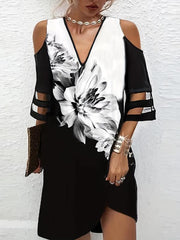 Cold Shoulder V Neck Dress for Women