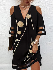 Cold Shoulder V Neck Dress for Women