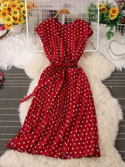 Polka Dot Pleated Dress for Spring & Summer