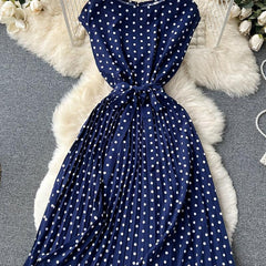 Polka Dot Pleated Dress for Spring & Summer