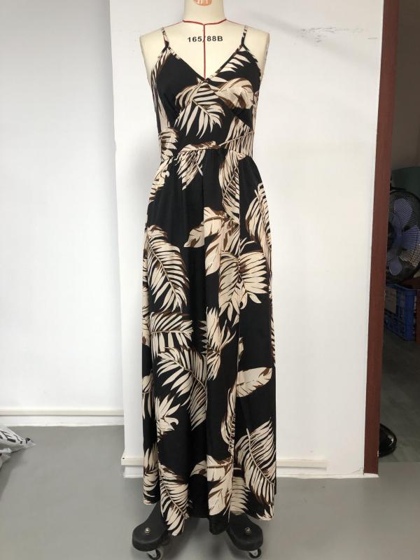 Tropical Print Cami Dress Vacation Maxi Dress Women's Clothing