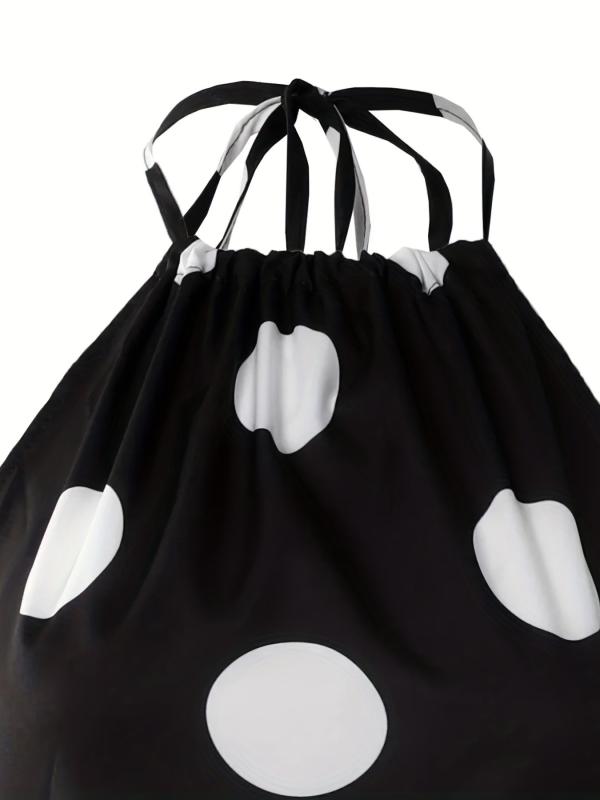 Polka Dot Halter Neck Maxi Dress Sexy Backless Sleeveless Slim Waist