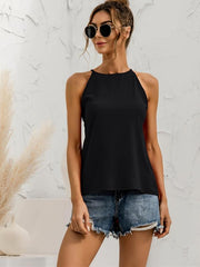 Solid Crew Neck Halter Top for Women