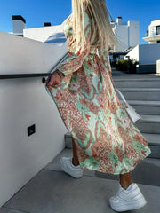Boho Surplice Neck Maxi Dress