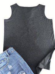 Skull Print Criss Cross Tank Top Sexy Sleeveless V Neck Tank Top