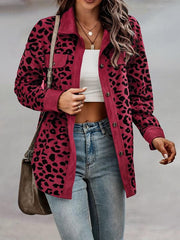 Leopard Print Shacket Jacket Button Front Long Sleeve Outerwear
