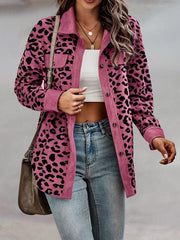 Leopard Print Shacket Jacket Button Front Long Sleeve Outerwear