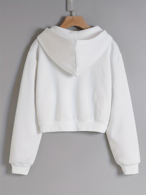 Long Sleeve Crop Hoodies Zip Up Casual Sweatshirt Jacket