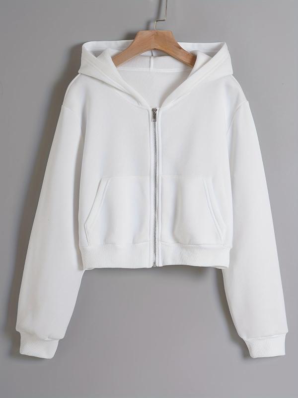 Long Sleeve Crop Hoodies Zip Up Casual Sweatshirt Jacket