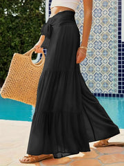 Boho Smocked Wide Leg Pants Drawstring Palazzo Pants for Women