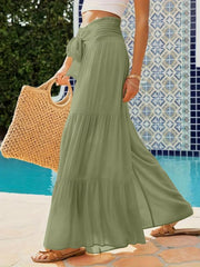 Boho Smocked Wide Leg Pants Drawstring Palazzo Pants for Women