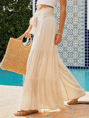 Boho Smocked Wide Leg Pants Drawstring Palazzo Pants for Women