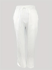Solid Drawstring Pants Casual Versatile Pant With Pockets Women
