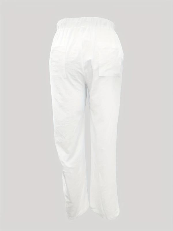 Solid Drawstring Pants Casual Versatile Pant With Pockets Women