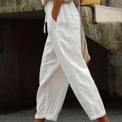 Solid Drawstring Pants Casual Versatile Pant With Pockets Women