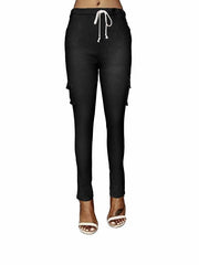 Flap Pockets Drawstring Cargo Joggers Pants Casual Skinny Pants