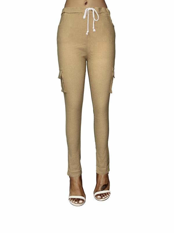 Flap Pockets Drawstring Cargo Joggers Pants Casual Skinny Pants