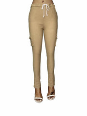 Flap Pockets Drawstring Cargo Joggers Pants Casual Skinny Pants