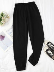 Solid Jogger Pants Drawstring Waist Sports Sweatpants