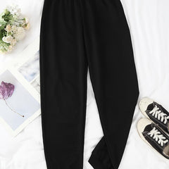 Solid Jogger Pants Drawstring Waist Sports Sweatpants