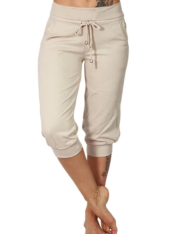 Drawstring Workout Cropped Pants With Pockets