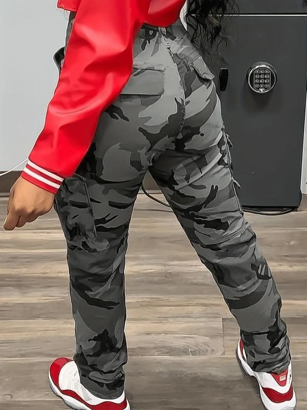 Camo Print Cargo Pants With Pockets