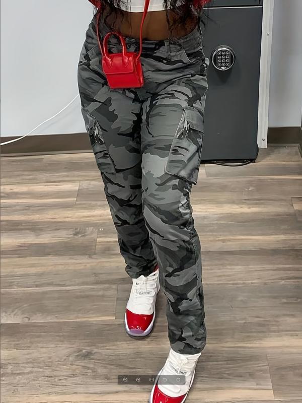 Camo Print Cargo Pants With Pockets