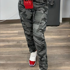 Camo Print Cargo Pants With Pockets