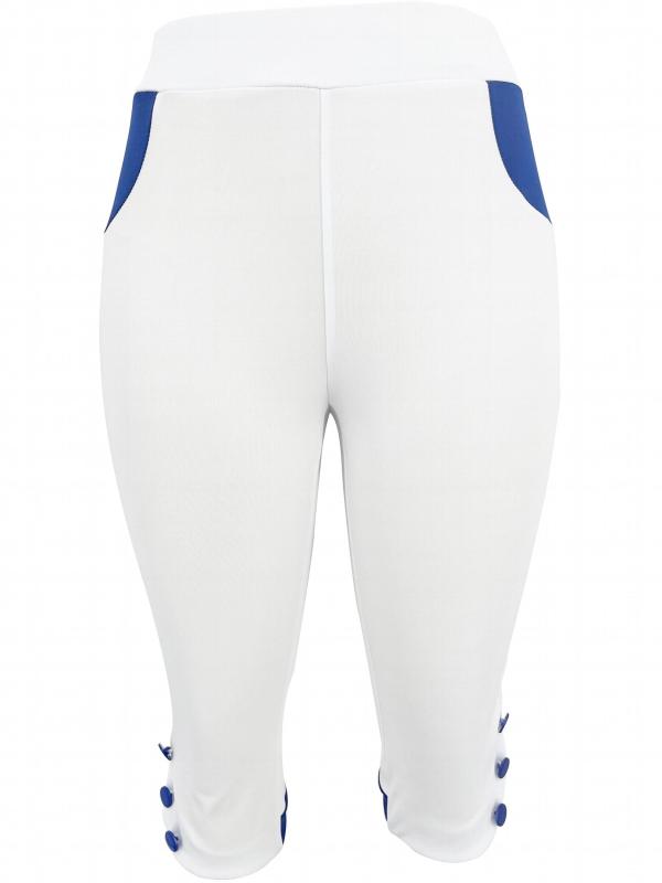 Solid Button Contrast Bodycon Cropped Pants