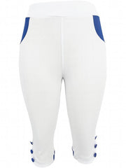 Solid Button Contrast Bodycon Cropped Pants