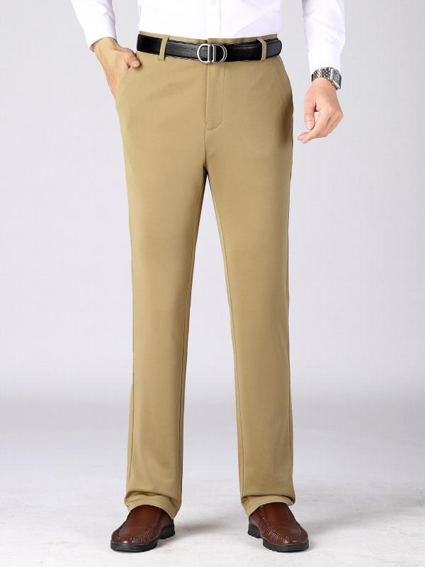Men's Solid Stretch Dress Pants for Business