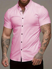 Men's Casual Short Sleeve Shirt for Summer Vacation