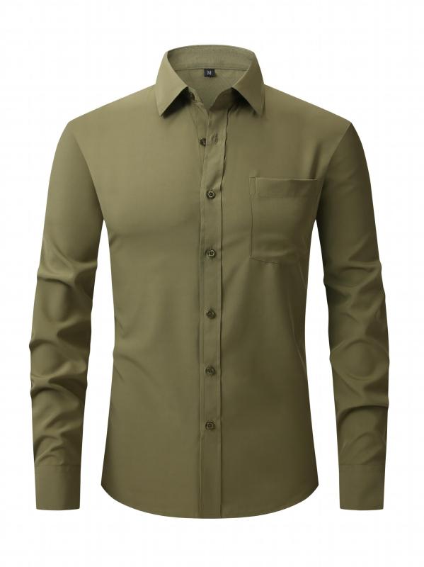 Men's Classic Dress Shirt with Lapel Collar