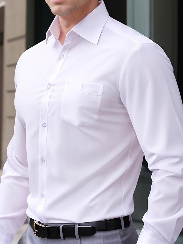 Men's Classic Dress Shirt with Lapel Collar